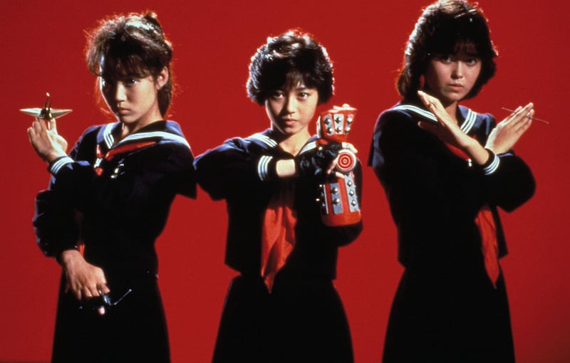 浅香唯（中央）が主演したドラマ「スケバン刑事III 少女忍法帖伝奇」