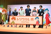 「トリツカレ男」プレミア上映会の様子。左からモリシー、PORIN、atagi、佐野晶哉、上白石萌歌、柿澤勇人