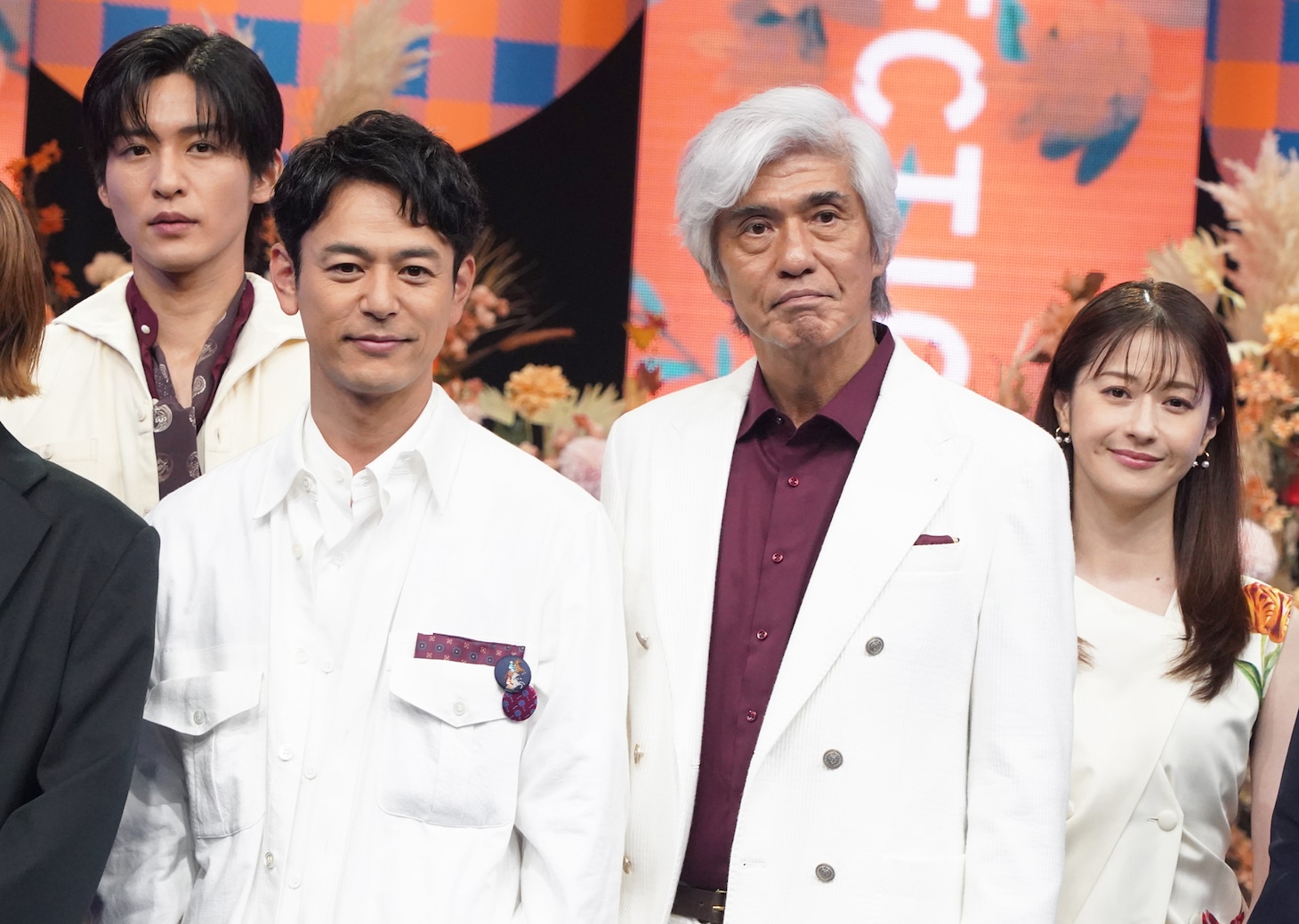 「TBS DRAMA COLLECTION 2025 Autumn」に参加した日曜劇場「ザ・ロイヤルファミリー」のキャスト。左から目黒蓮、妻夫木聡、佐藤浩市、松本若菜