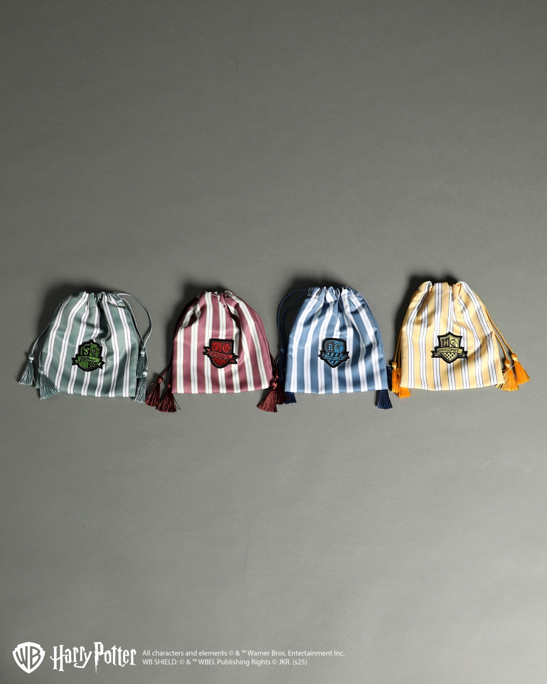 ハリー・ポッター / ストライプ巾着（Red、Yellow、Navy、Green  / 税込1999円）