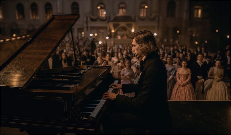 「ショパン、ショパン！」場面写真 AKSON STUDIO SP. ZOO, WYTWÓRNIA FILMÓW FABULARNYCH WE WROCAWIU CANAL+ POLSKA S.A> DOLNOŚLẠSKIE CENTRUM FILMMOWE EC1 LODZ MAZOWIECKI INSTYTUT KULTURY NARODOWY INSTYTUT FRYDERYKA CHOPIINA INSTYTUCJA FILMOWA SILESIA FILM ©2025