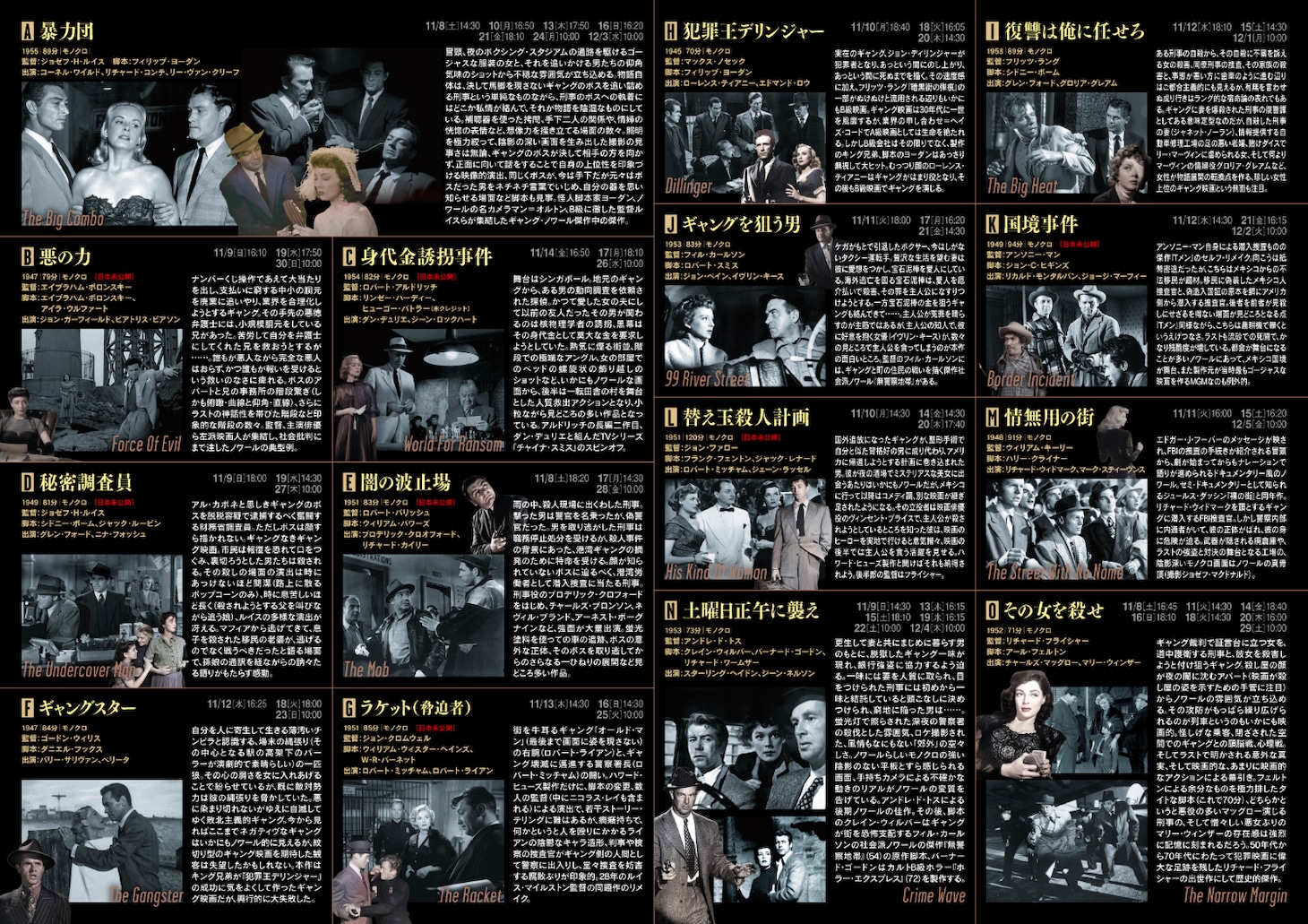 「アメリカン・ギャング・ノワール映画祭」チラシ裏