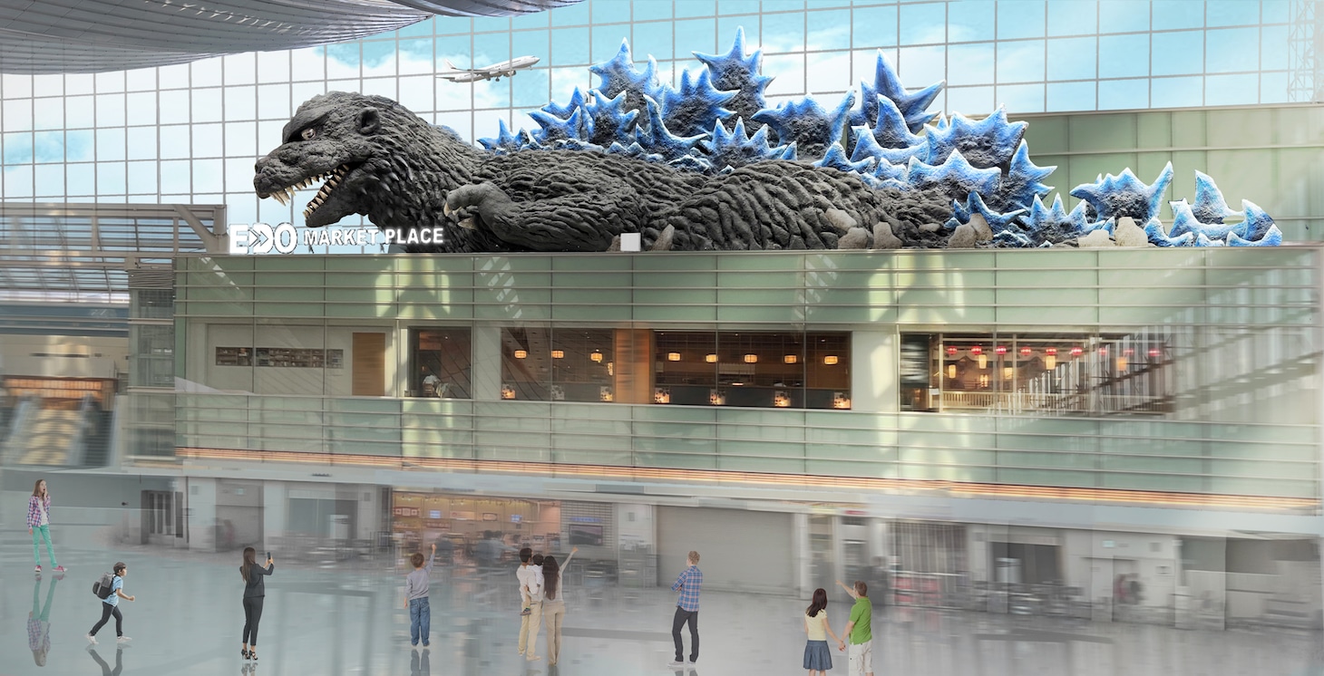 羽田空港第3ターミナル出発ロビー「ゴジラモニュメント」完成イメージパース図