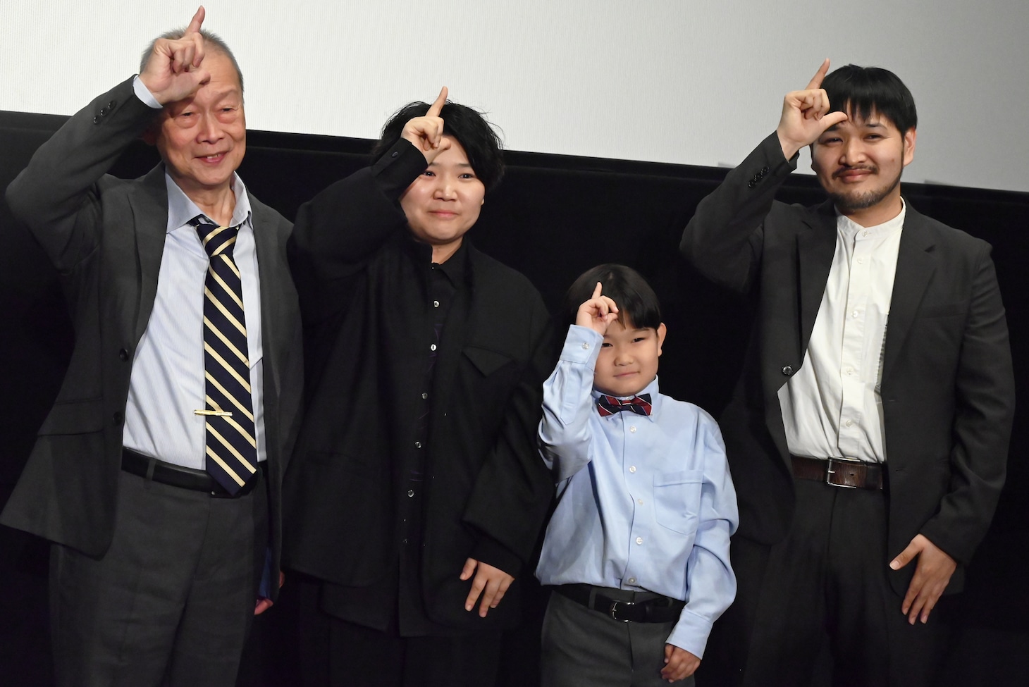 「黄色い子」ジャパンプレミアのQ&Aの様子。左からグー・ユーシャン（顧玉山）、今井ミカ、人夢、今井彰人