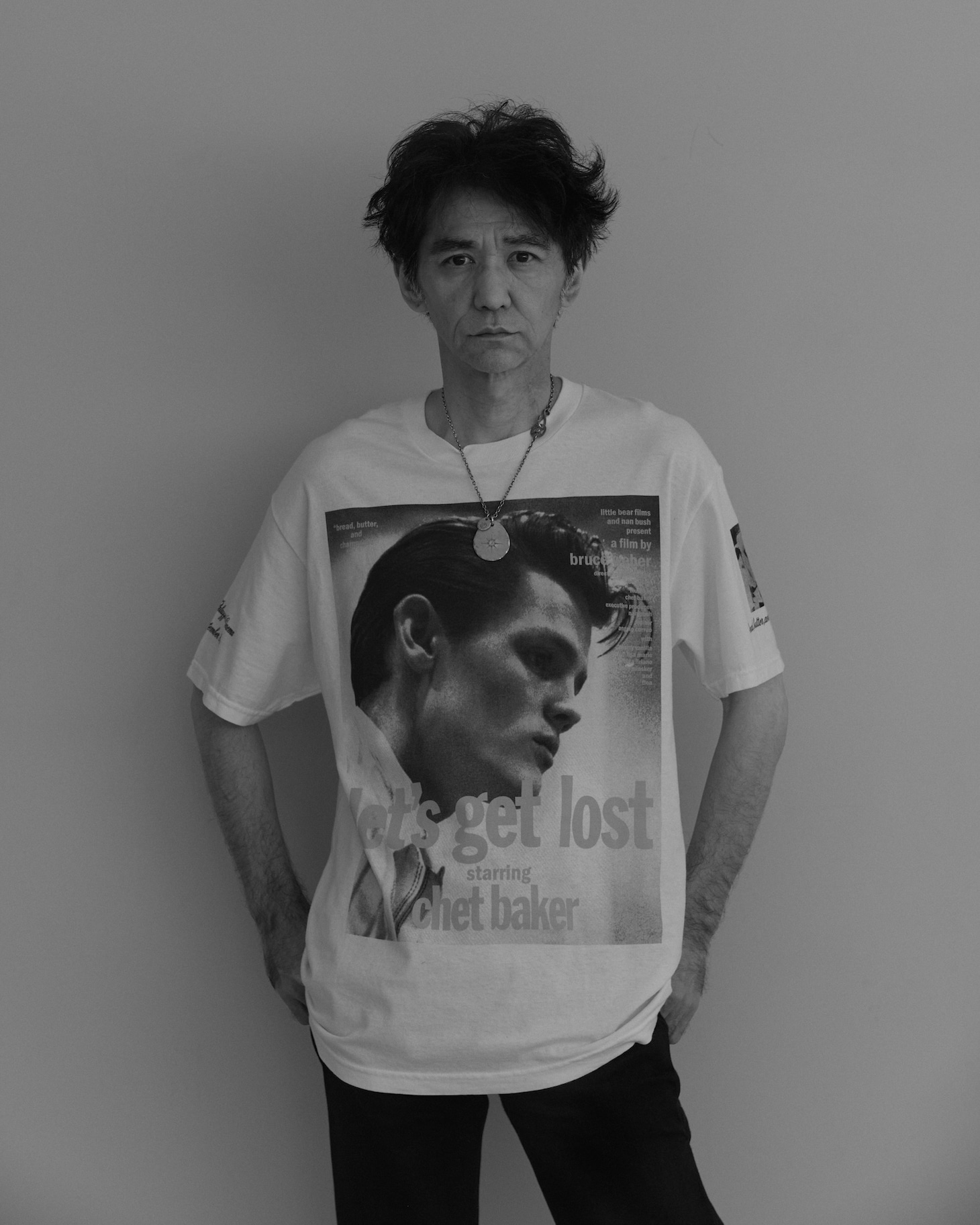 [Let's get Lost × weber] T shirt（Poster art 1）税込1万7800円（撮影モデル：村上淳 / Photography : Yuki Kumagai）