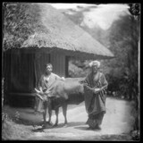 「映画『黒の牛』特別展覧 牛嶋神社」ビジュアル。左からリー・カンション演じる“牛と出会う者”、田中泯演じる禅僧