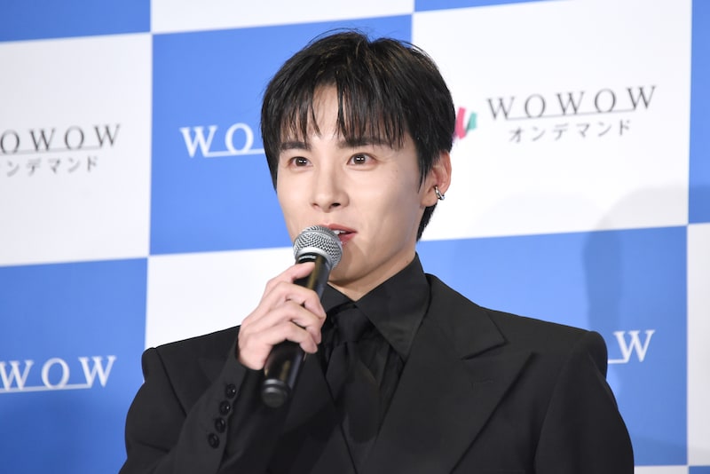 「連続ドラマＷ シャドウワーク」完成報告会に登壇した川西拓実（JO1）