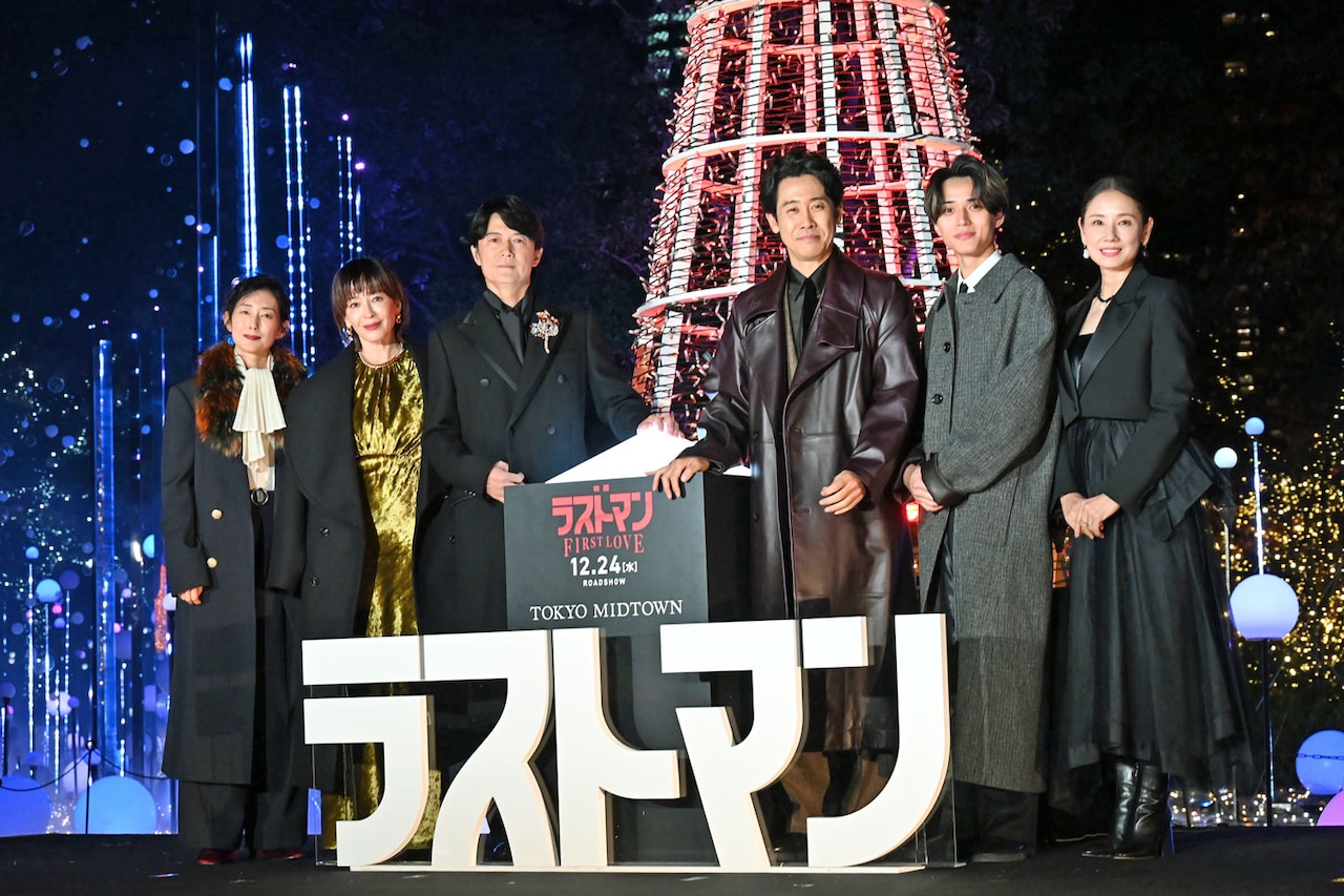 「映画ラストマン -FIRST LOVE-」プレミアム点灯式にて、左から木村多江、宮沢りえ、福山雅治、大泉洋、永瀬廉、吉田羊
