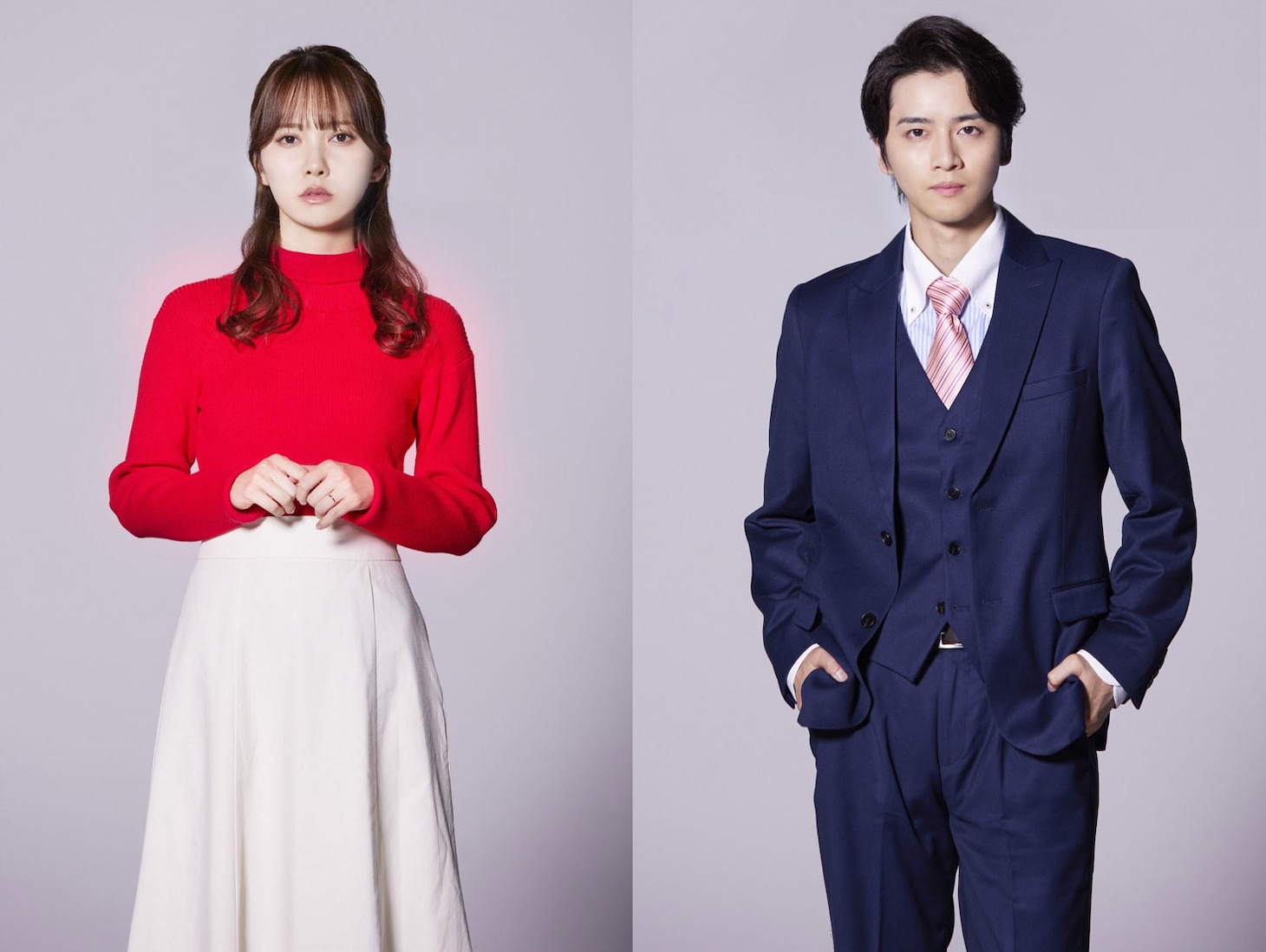 「夫を社会的に抹殺する5つの方法 Re:venge」より、加藤史帆演じる主人公・奥田茜（左）、飯島寛騎演じるモラハラ夫・大輔（右）