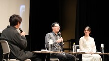 広島国際映画祭2025での舞台挨拶の様子。深田晃司（中央）と今村美月（右）