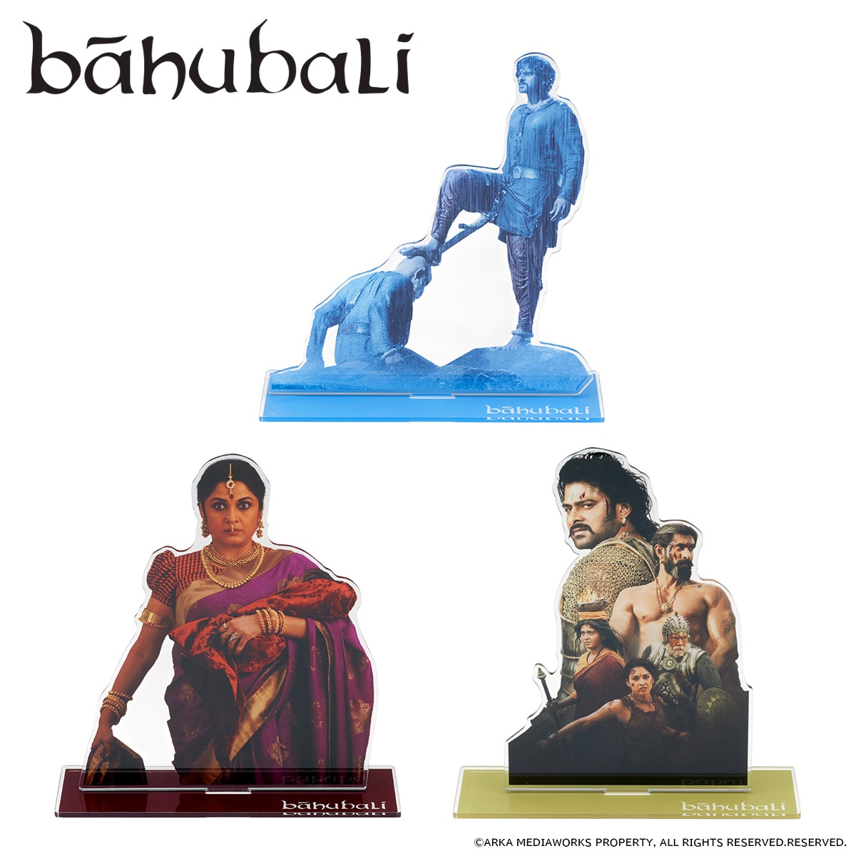 「バーフバリ」×プレミアムバンダイ BIGアクリルスタンド（全3種 / 各税込2970円）