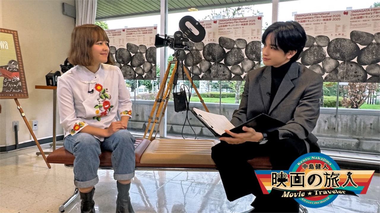 「中島健人 映画の旅人」第13回の様子。左からナジーバ・ヌーリ、中島健人