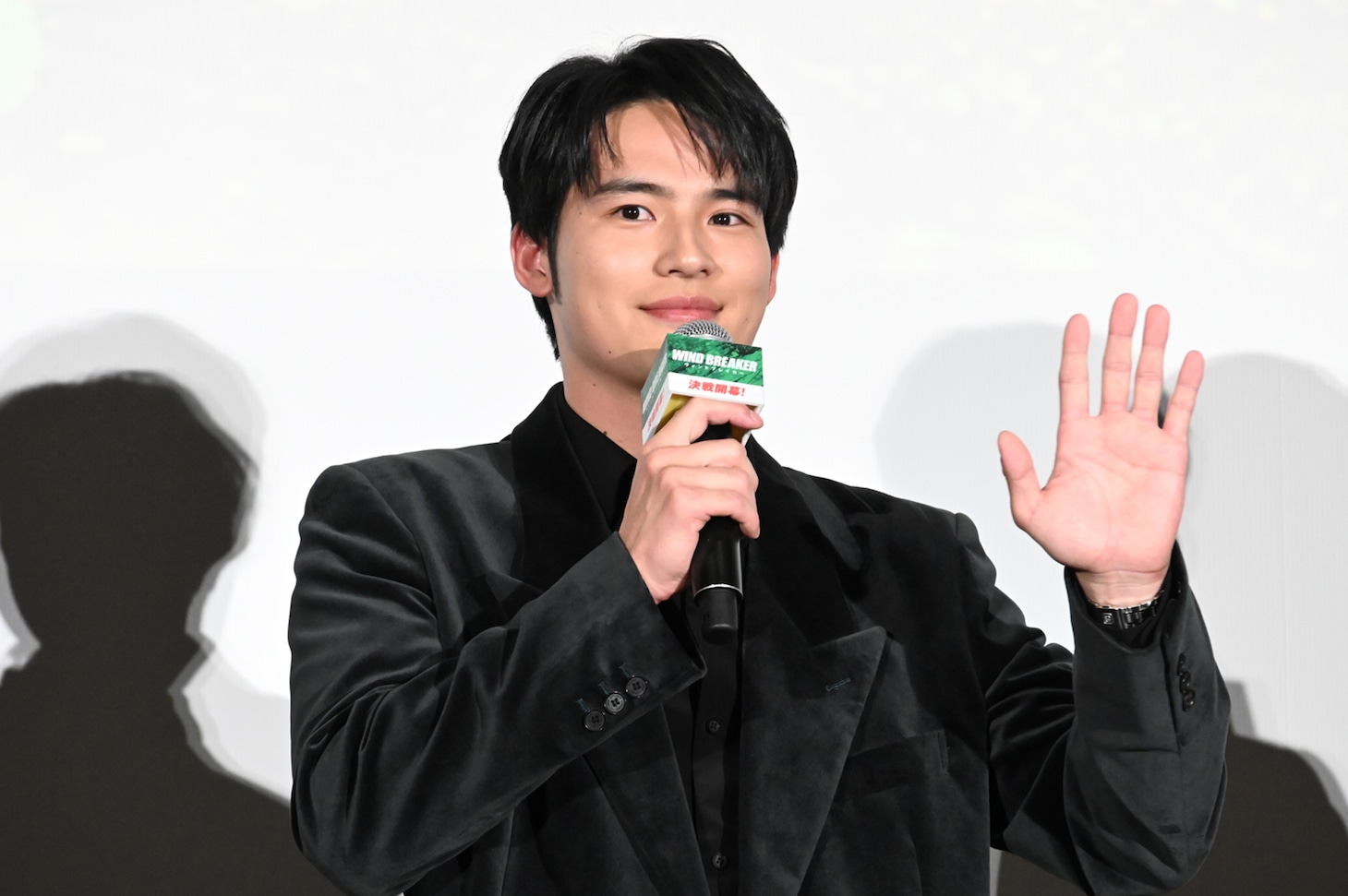 桜遥役の水上恒司。映画「WIND BREAKER／ウィンドブレイカー」公開記念舞台挨拶に木戸大聖、八木莉可子、綱啓永、JUNON（BE:FIRST）、濱尾ノリタカ、上杉柊平、萩原健太郎とともに登壇した