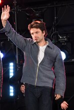 名残惜しそうにファンに手を振るセバスチャン・スタン