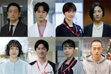 「顔のない患者-救うか、裁くか-」新キャスト。上段左から飯田基祐、井上想良、樋口日奈、梅舟惟永。下段左からさかたりさ、曽田陵介、遊井亮子、高橋侃
