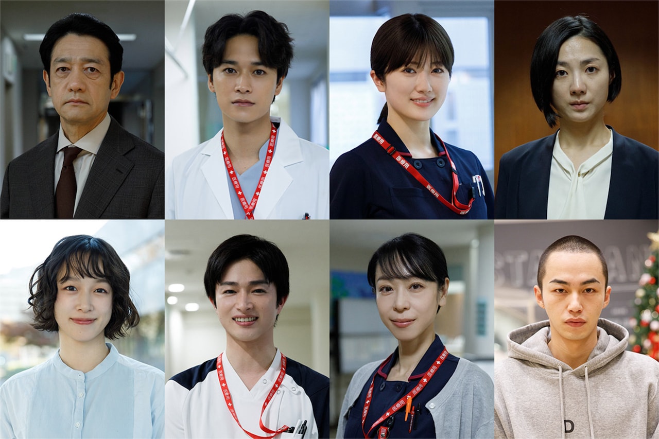 「顔のない患者-救うか、裁くか-」新キャスト。上段左から飯田基祐、井上想良、樋口日奈、梅舟惟永。下段左からさかたりさ、曽田陵介、遊井亮子、高橋侃
