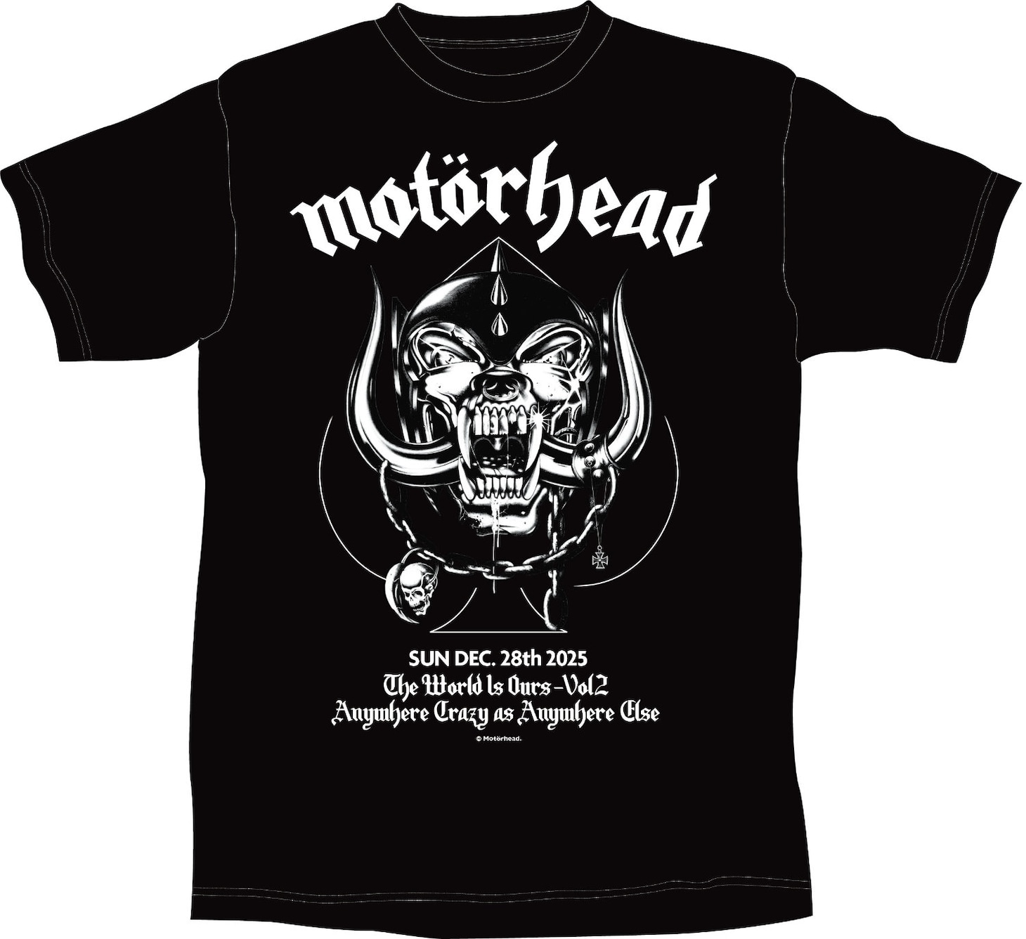 2025年12月28日に1日限定上映される「モーターヘッド／ザ・ワールド・イズ・アワーズ VOL. 2」Tシャツ