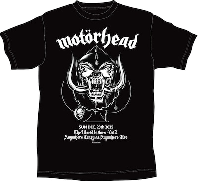 2025年12月28日に1日限定上映される「モーターヘッド／ザ・ワールド・イズ・アワーズ VOL. 2」Tシャツ