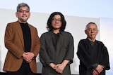 映画「式日」トークイベントの様子。左から庵野秀明、岩井俊二、鈴木敏夫