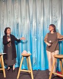 第6回「コマ撮り座談会」の上映後トークイベントの様子。ドワーフで長年合田経郎と仕事をともにしてきたプロデューサー・松本紀子（左）と岡田由里子（右）が合田作品の魅力について語った