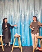 第6回「コマ撮り座談会」の上映後トークイベントの様子。ドワーフで長年合田経郎と仕事をともにしてきたプロデューサー・松本紀子（左）と岡田由里子（右）が合田作品の魅力について語った