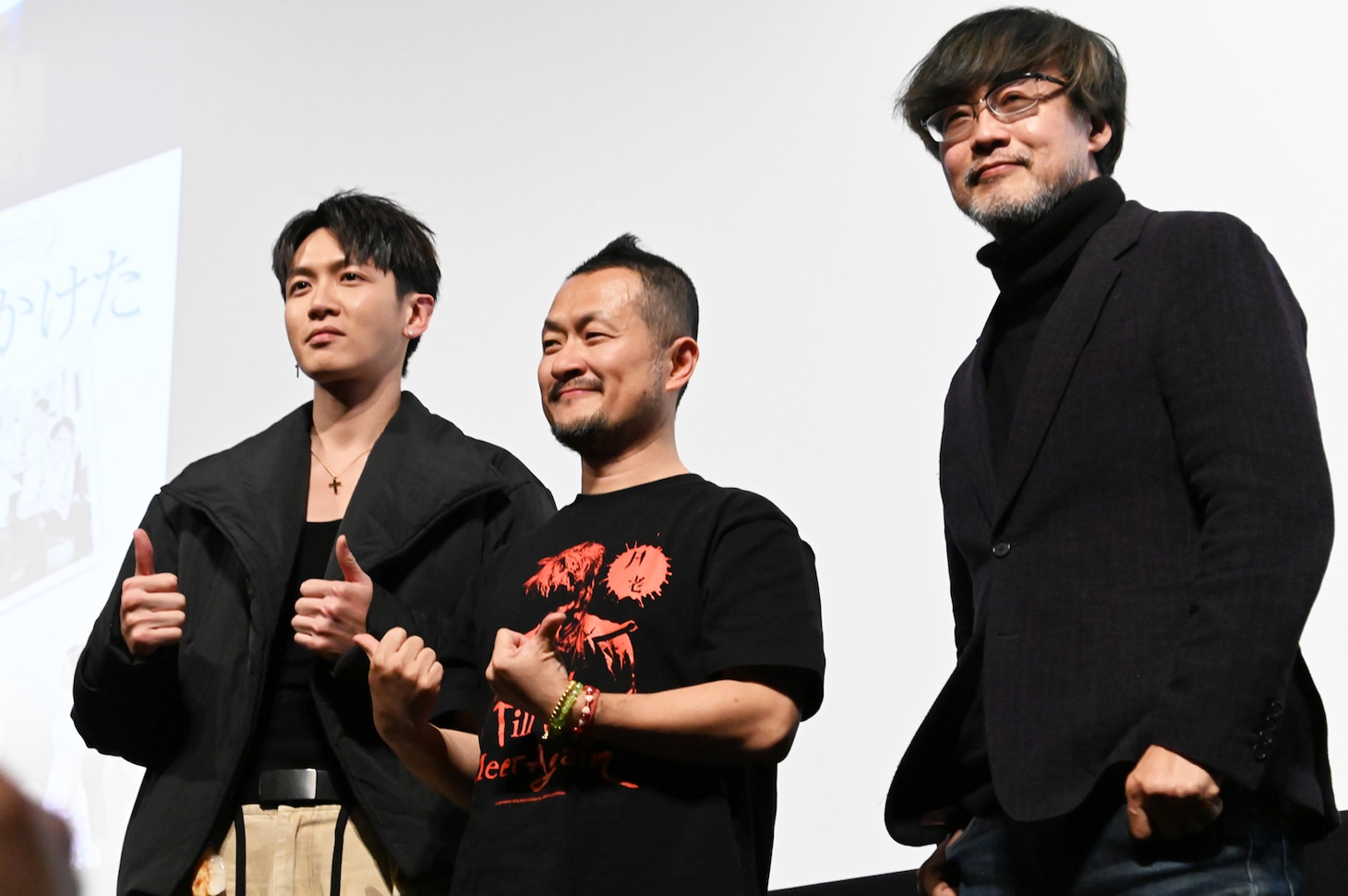 台湾映画「あの頃、君を追いかけた」トークイベントの様子。左からクー・チェンドン（柯震東）、ギデンズ・コー（九把刀）、山崎貴