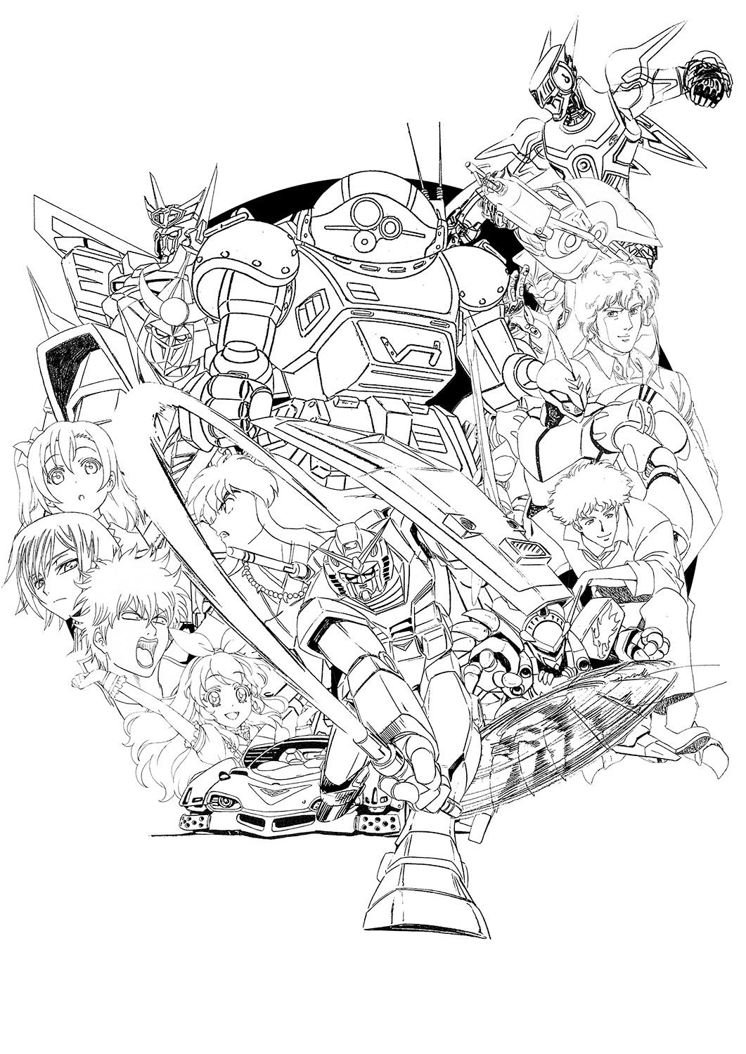 サンライズ50周年企画始動！ビジュアルにガンダム、ボトムズ、銀魂、ラブライブなど集結