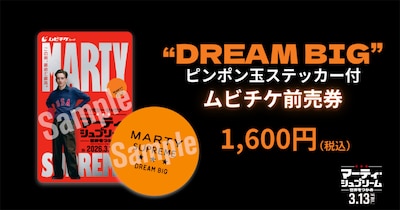 「マーティ・シュプリーム 世界をつかめ」ムビチケカードと特典のステッカー