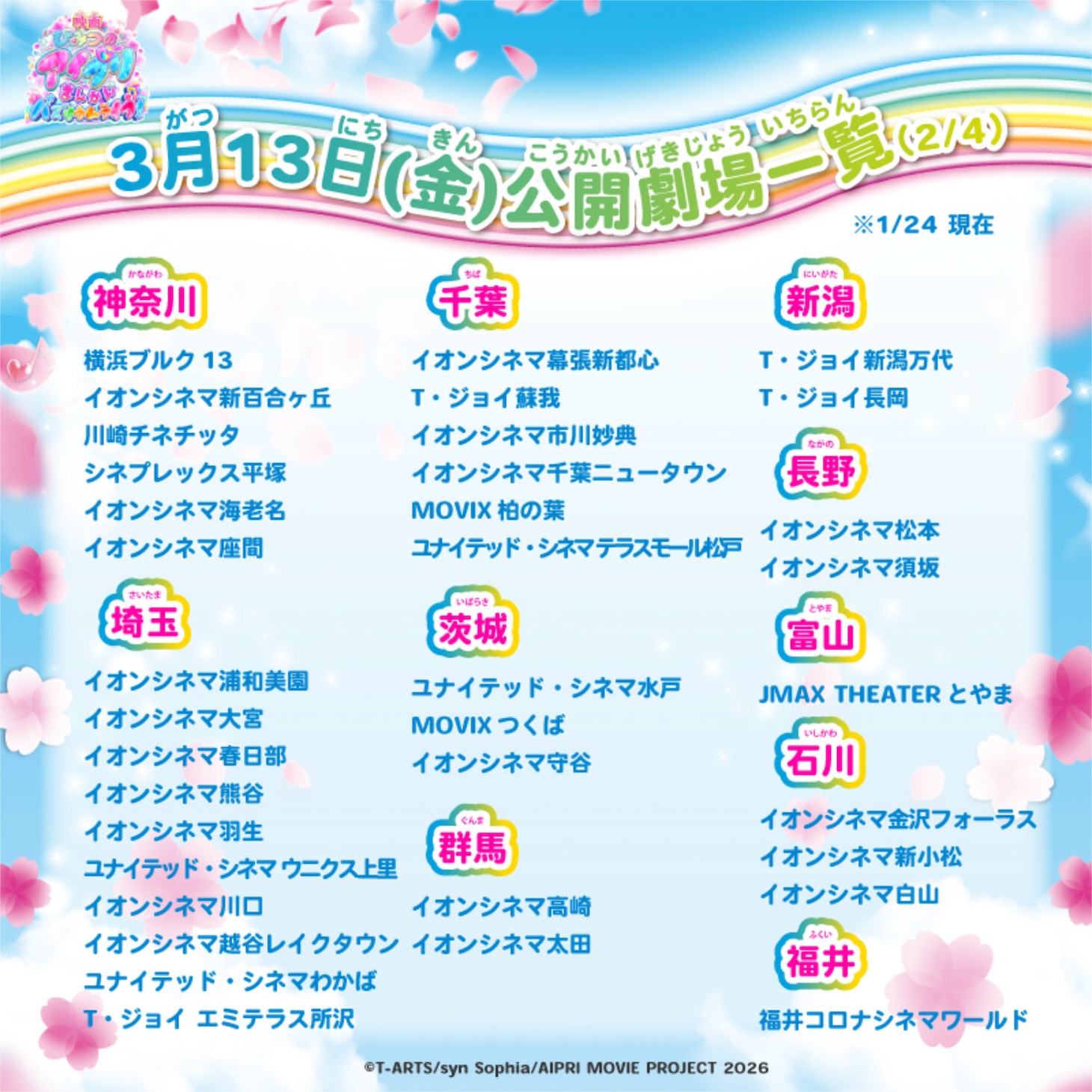 「映画ひみつのアイプリ まんかいバズリウムライブ！」全国公開劇場一覧