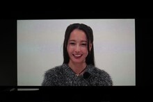 映画「#拡散」で新聞記者・福島美波を演じた沢尻エリカ。ビデオメッセージが披露された