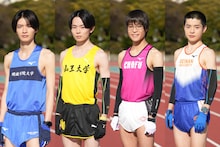 10月スタートの日本テレビ系ドラマ「俺たちの箱根駅伝」学生役のキャスト。左から前島友介役の杢代和人、倉科弾役の林裕太、佐和田晴役の堀家一希、和田風太役の大原由暉