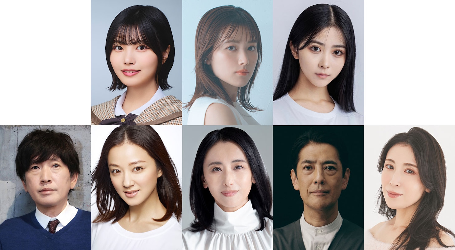 ドラマ「惡の華」の追加キャスト。上段左から中西アルノ、井頭愛海、須藤千尋。下段左から長谷川朝晴、中越典子、紺野まひる、堀部圭亮、雛形あきこ