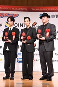 第80回毎日映画コンクール贈呈式より、左から林裕太、吉沢亮、佐藤二朗