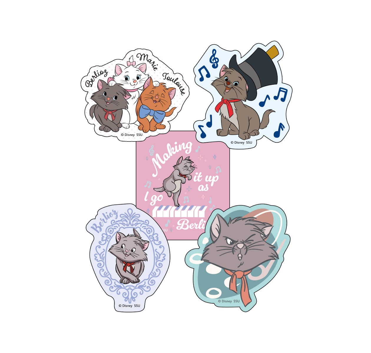 Happyくじ「Disney にゃん・にゃん・にゃん 」H賞のダイカットステッカーセット（全8種）