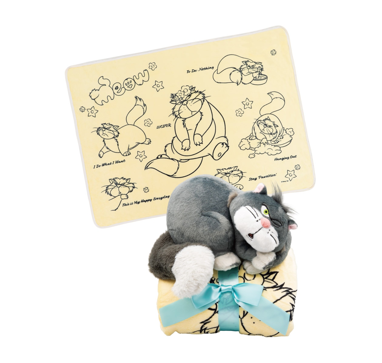 Happyくじ「Disney にゃん・にゃん・にゃん 」LAST賞 ルシファーのぬいぐるみ付きブランケット