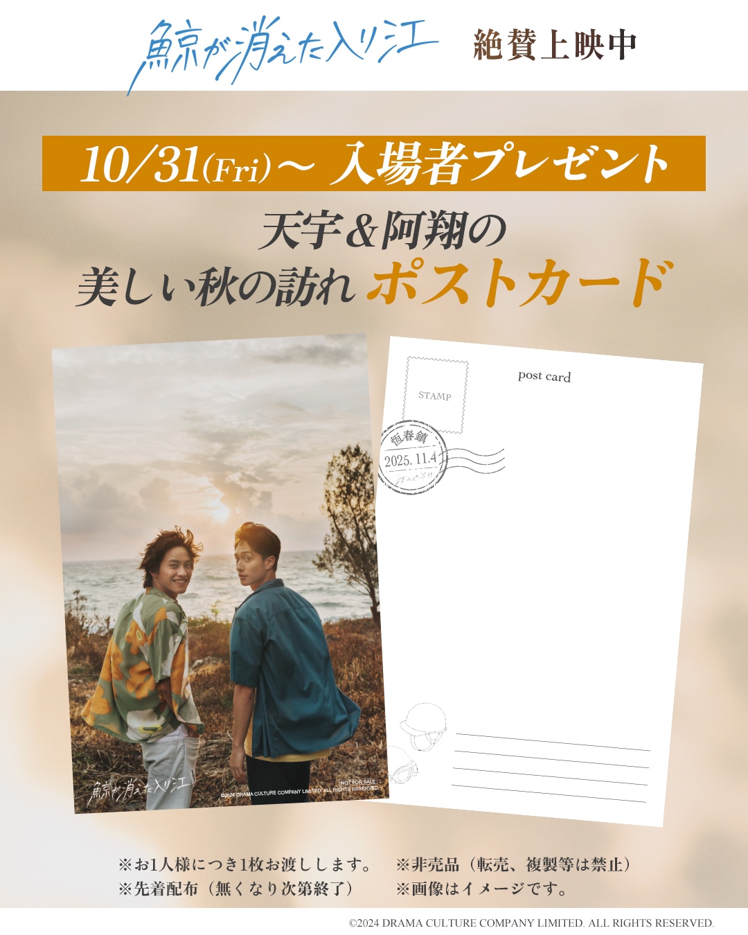 「鯨が消えた入り江」入場者プレゼントのポストカード（全2種・ランダム）