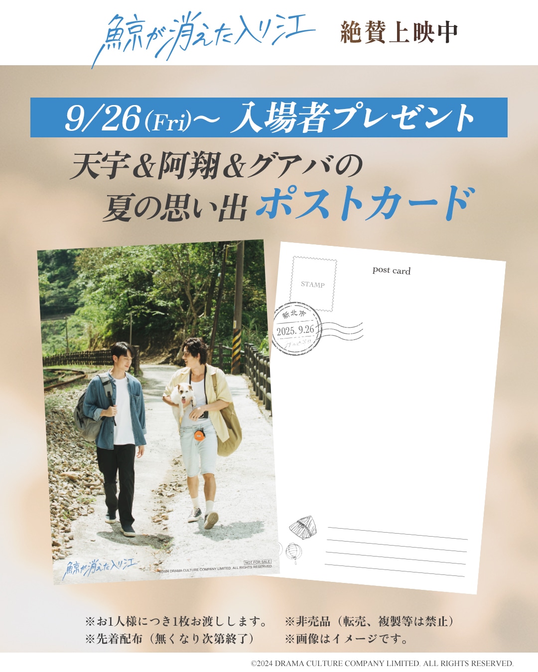 「鯨が消えた入り江」入場者プレゼントのポストカード（全2種・ランダム）