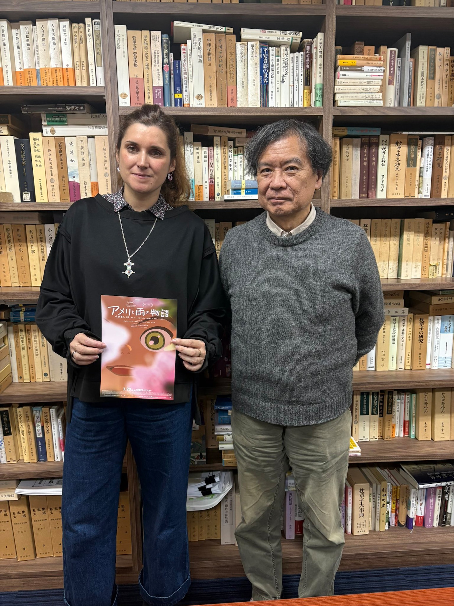 「アメリと雨の物語」の監督マイリス・ヴァラード（左）と片渕須直（右）