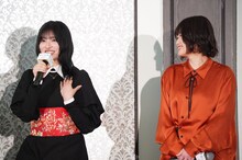 映画「鬼の花嫁」製作報告会より、左から吉川愛、池田千尋