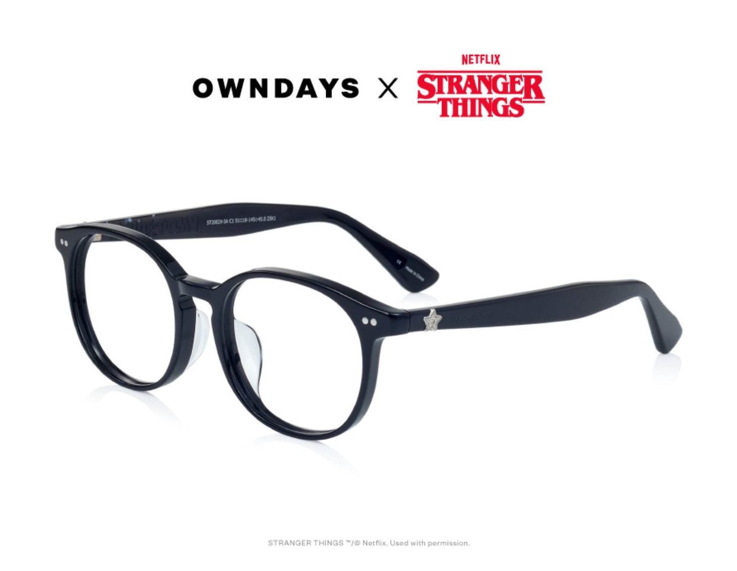 「OWNDAYS × Stranger Things」UPSIDE DOWN model（ブラック / 税込1万2000円）
