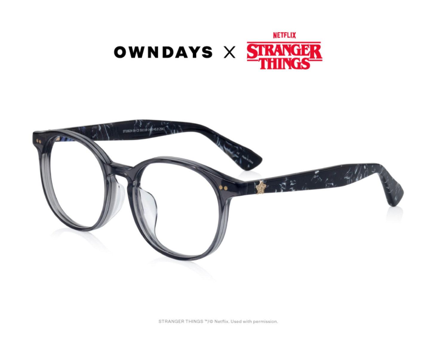「OWNDAYS × Stranger Things」UPSIDE DOWN model（グレー / 税込1万2000円）