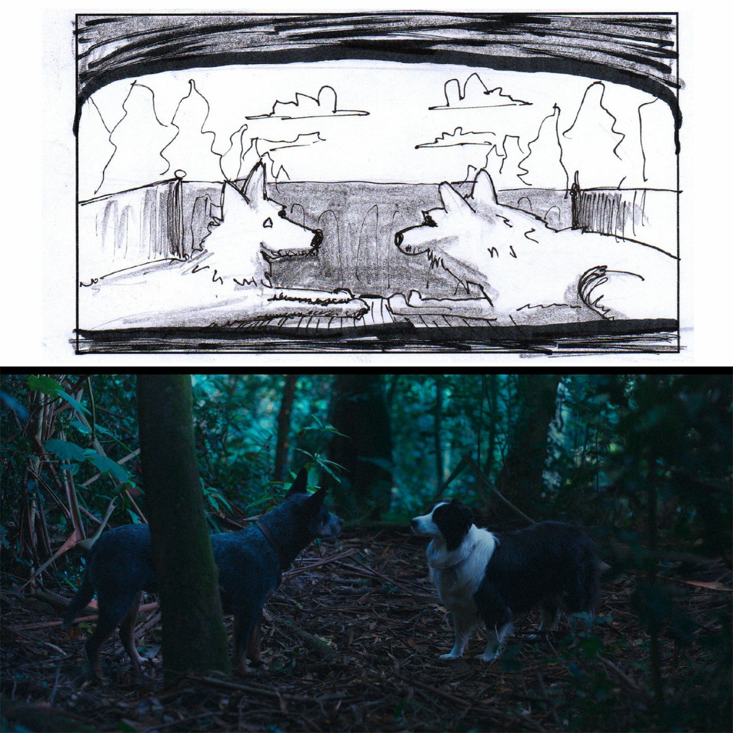 「トゥギャザー」監督のマイケル・シャンクスによる画コンテと本編画像