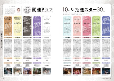 シュー・カイ（許凱）やフー・ゴー（胡歌）が登場する「五季十色占いで見る開運ドラマ10本＆招運スター30人」。読者自身の運勢も占いながら開運ドラマやスターがチェックできる