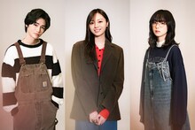 ドラマ「失恋カルタ」でトリプル主演を務める梅澤美波（中央）、西垣匠（左）、加藤小夏（右）