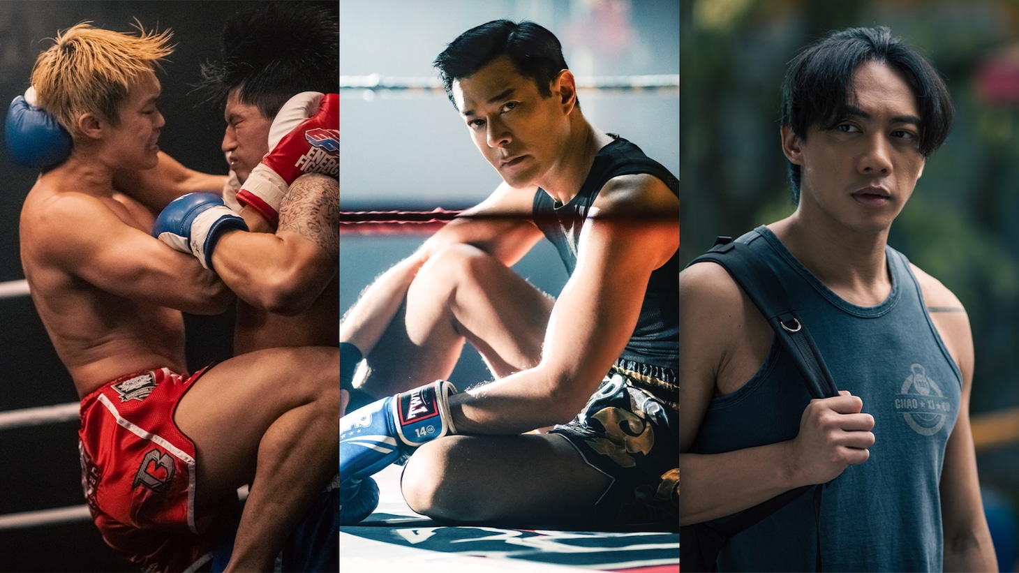 映画「ヒット・エンド・ファン！臨時決闘」場面写真。左からトニー・ウー（胡子彤）演じるゴウ・チャウ、ルイス・クー（古天樂）演じるチョン・ロイ、ジャーマン・チョン（張文傑）演じるワイバン