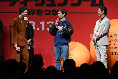 卓球選手役を経験した3人。左からティモシー・シャラメ、川口功人、窪塚洋介