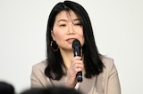 連続テレビ小説「風、薫る」試写会に出席した吉澤智子