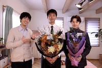 ドラマ「再会～Silent Truth～」のキャスト。左から渡辺大知、竹内涼真、瀬戸康史