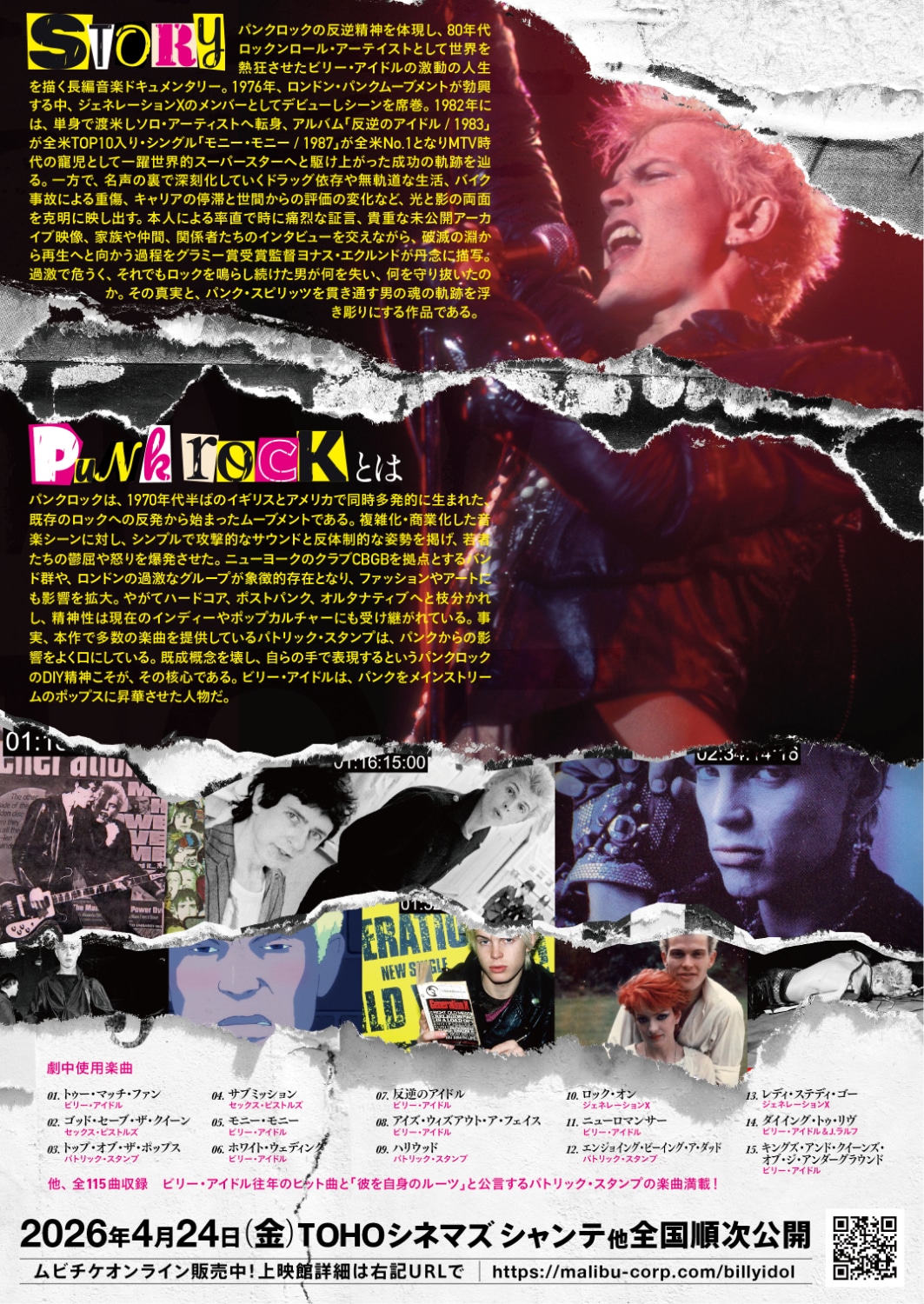 映画「ビリー・アイドル パンク・ロッカーの反逆と代償」チラシ裏