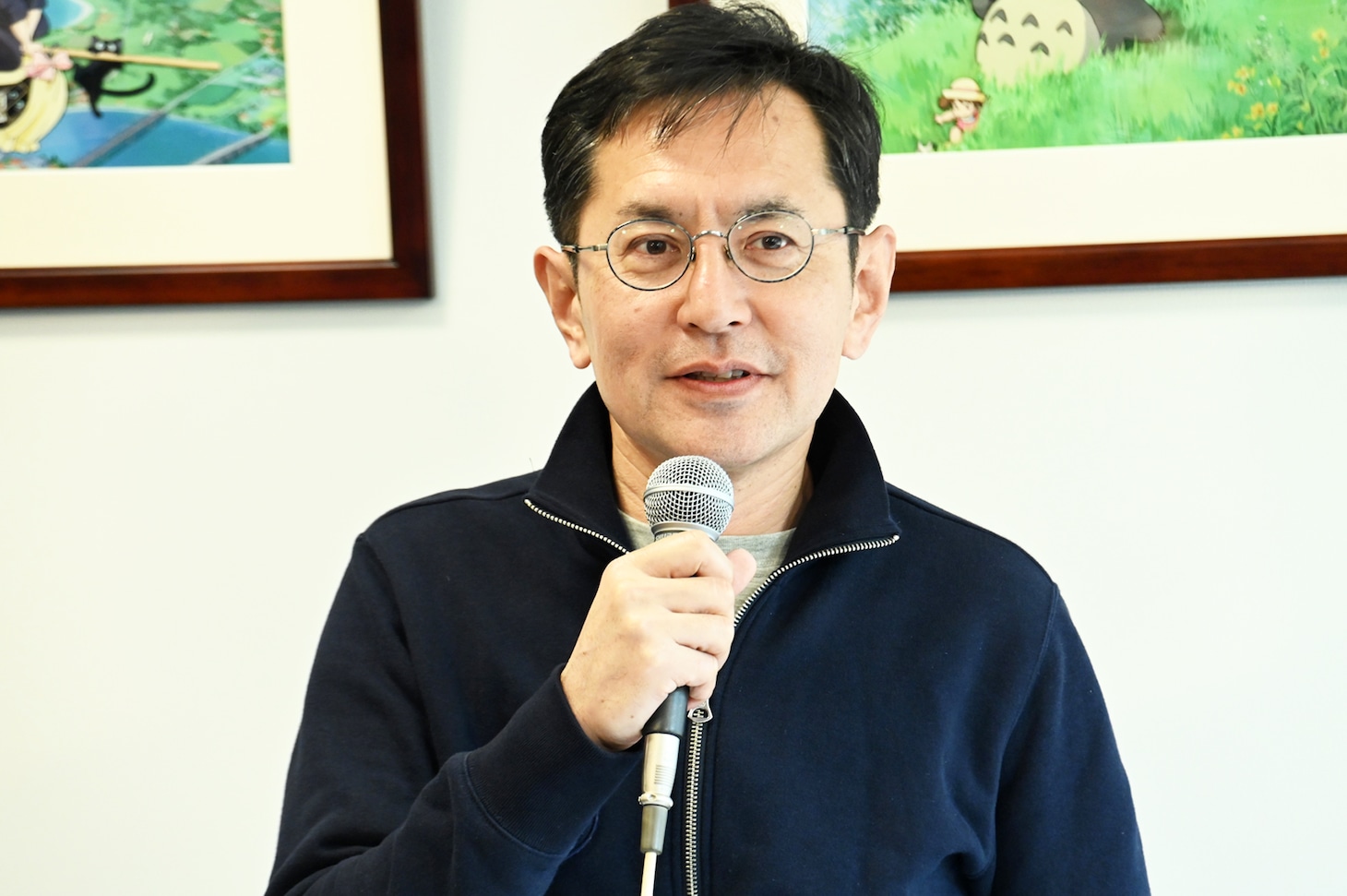 宮﨑駿による最新の仕事「パノラマボックス」取材会に出席した宮崎吾朗